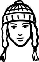 Winter Hat Face Outline Illustration for Design and Craft Projects vector