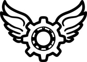 Winged Gear Emblem Illustration for Tattoo and Design Projects vector
