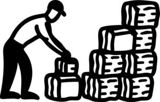 Worker Stacking Boxes Illustration for Packaging Logistics and Shipping Concepts vector