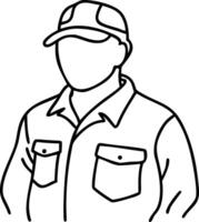 Worker Outline Illustration Cap and Shirt Art for Design Projects vector