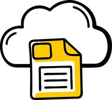 Yellow Document and Cloud Storage Illustration for Digital Data Concepts vector