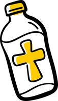 Yellow Cross Adorned Bottle Design for Spiritual and Decorative Use vector