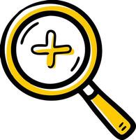 Yellow Magnifying Glass with Plus Sign for Search and Zoom Functions vector