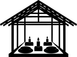 Zen Meditation Room Illustration with Candles and Cushions vector