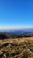 Autumn in the mountains, autumn mountains, view from the top of the mountain. Sudetes, Poland photo