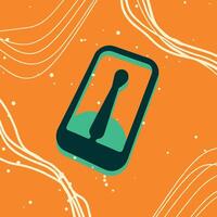 Abstract Mobile App Icon Design Teal and Dark Green on Orange vector