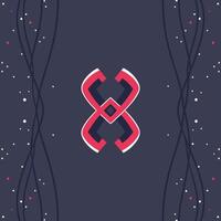 Abstract Design Intertwined Shapes, Red and Dark Blue vector