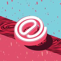 Abstract At Symbol Design Pink and White 3D Icon vector