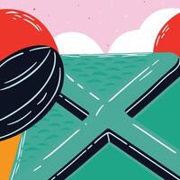 Abstract Teal and Red Geometric Shapes vector