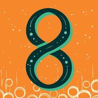 Abstract Number Eight Design Teal, Orange, and Circles vector