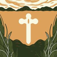 Abstract Cross Landscape Art Print vector