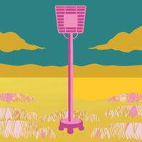Pink Fly Swatter in a Yellow Field vector
