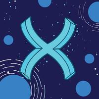 Cosmic Aqua X Abstract Design with Celestial Elements vector