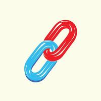 Interlinked Abstract Shapes Red and Blue Chain Design vector