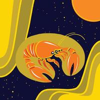 Cosmic Lobster Celestial Creature in Abstract Art vector
