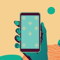 Mobile App Interface Design Plus Icons on Teal Screen vector