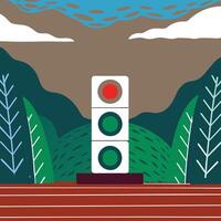 Abstract Traffic Signal in Nature Scene vector