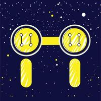 Cosmic Buttons Night Sky Design with Yellow Circles and Stripes vector
