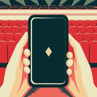 Mobile Streaming in Empty Theater Seats vector