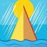 Sunlit Abstract Sailboat on Ocean Waves vector