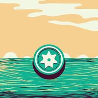 Abstract Ocean Scene with Starburst Symbol vector