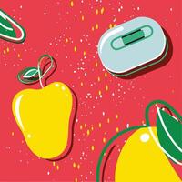 Abstract Fruit and Sled Design Red, Yellow, and Green vector