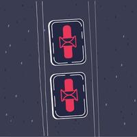 Overhead View of Traffic Signals at Night vector