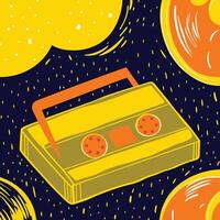 Retro Cassette Player in Space Abstract Art vector