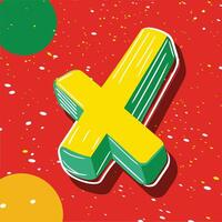 Abstract Colorful X Shape Design, Red, Yellow, Green vector