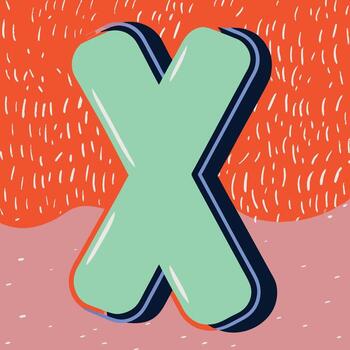 Abstract Letter X Colorful 3D Design with Geometric Patterns vector