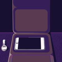 Smartphone and Earbuds in Case Minimalist Tech Illustration vector