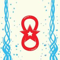 Abstract Red Star in Infinity Symbol with Water Bubbles vector