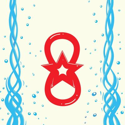 Abstract Red Star in Infinity Symbol with Water Bubbles