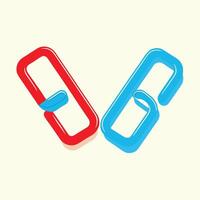 Interlinked Abstract Shapes Red and Blue Geometric Design vector