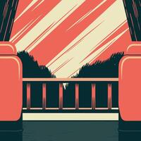 Abstract Balcony View Red, Beige, and Teal Geometric Design vector
