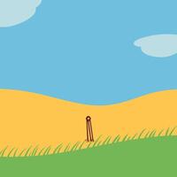 Simple Landscape Grass, Sky, and a Post vector