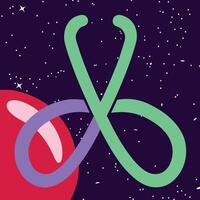 Cosmic Abstract Art Intertwined Shapes and Celestial Background vector