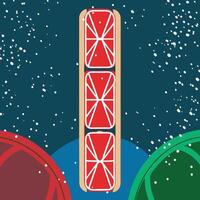 Abstract Red and Beige Geometric Shapes on Blue Background with Snow vector