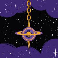 Cosmic Pendant Celestial Orb and Chain in Space vector
