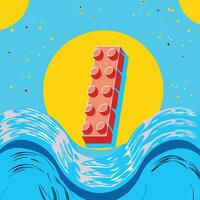 Abstract Block in Ocean Wave Art vector