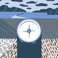 Finding Your Way A Compass and Abstract Landscape vector