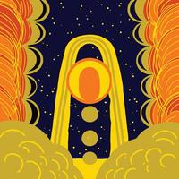Cosmic Archway Celestial Bodies and Abstract Forms vector