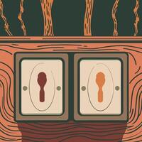 Abstract Double Keyhole Design on Wood vector