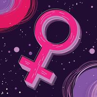 Abstract Female Symbol in Cosmic Design vector