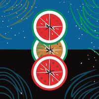 Summer Fruit Abstract Art Watermelon and Citrus Design vector