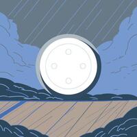 Abstract Rainy Day Scene with Circular Element vector