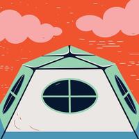 Geometric Tent Design Modern Camping Shelter with Window vector