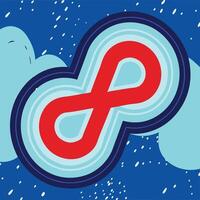 Abstract Infinity Symbol Design Blue, Red, and White Concentric Circles vector