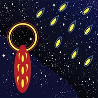 Cosmic Encounter Celestial Bodies and Meteor Shower vector