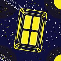 Cosmic Yellow Container A Celestial Journey vector
